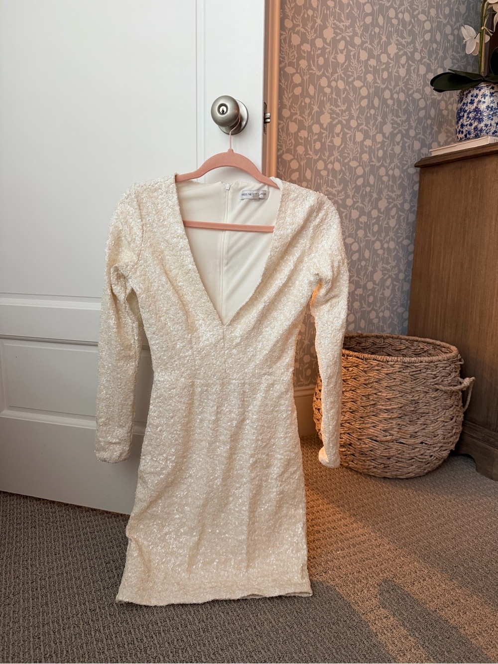 Dress the Population Ivory Sequin Mini Dress